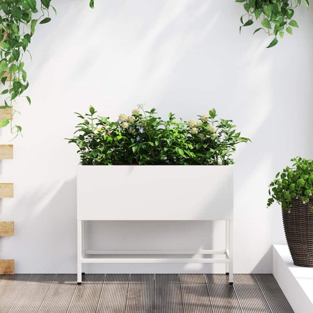 Jardinera Elevada Blanco 60 x 26 x 45 cm Acero en Macetas y jardineras | Comprar online en Foru.es