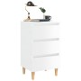 Mesita noche con patas madera maciza blanco brillo 40x35x69 cm de vidaXL, Mesitas de noche - Ref: Foro24-805899, Precio: 62,3...