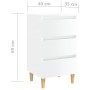 Mesita noche con patas madera maciza blanco brillo 40x35x69 cm de vidaXL, Mesitas de noche - Ref: Foro24-805899, Precio: 62,3...