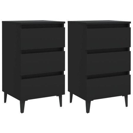 Mesitas noche con patas metal 2 uds negro 40x35x69 cm de vidaXL, Mesitas de noche - Ref: Foro24-805908, Precio: 132,35 €, Des...