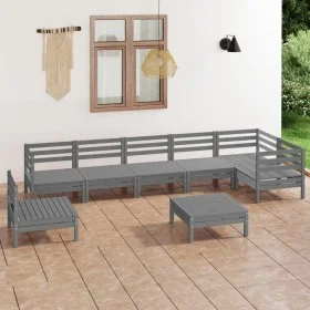 Juego de muebles de jardín 8 piezas madera de pino maciza gris de vidaXL, Conjuntos de jardín - Ref: Foro24-3082744, Precio: ...