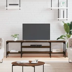 Mueble TV hierro madera contrachapada roble marrón 161x35x45 cm de vidaXL, Muebles TV - Ref: Foro24-831812, Precio: 74,32 €, ...