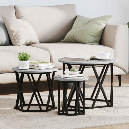 Mesa Lateral Nido 3 pcs Gris Sonoma en Mesas de centro | Comprar online en Foru.es