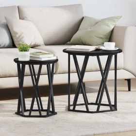 Mesa de Café 2 pcs Roble Negro Madera Ingenierizada y Acero en Mesas de centro | Comprar online en Foru.es