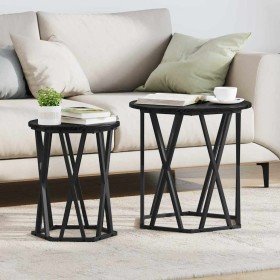 Mesa de Café 2 pcs Roble Negro Madera Ingenierizada y Acero en Mesas de centro | Comprar online en Foru.es
