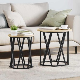 Mesa de Café 2 pcs Roble Sonoma Madera Ingenierizada y Acero en Mesas de centro | Comprar online en Foru.es