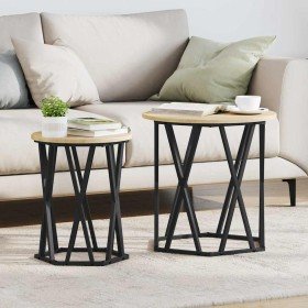 Mesa de Café 2 pcs Roble Sonoma Madera Ingenierizada y Acero en Mesas de centro | Comprar online en Foru.es