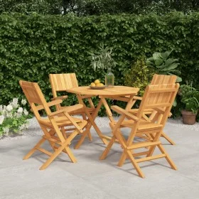 Juego de comedor para jardín 5 piezas madera maciza de teca de vidaXL, Conjuntos de jardín - Ref: Foro24-3155030, Precio: 405...