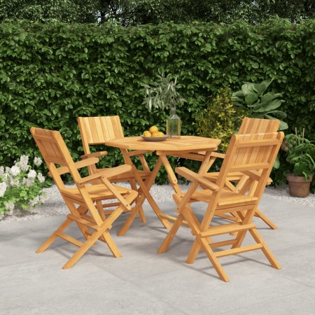 Juego de comedor para jardín 5 piezas madera maciza de teca de vidaXL, Conjuntos de jardín - Ref: Foro24-3155030, Precio: 411...