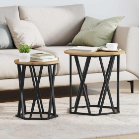 Mesa de Café 2 pcs Roble artesanal Madera Ingenierizada y Acero en Mesas de centro | Comprar online en Foru.es