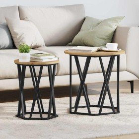 Mesa de Café 2 pcs Roble artesanal Madera Ingenierizada y Acero en Mesas de centro | Comprar online en Foru.es