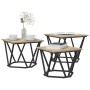 Mesa de Café 3 pcs Roble Sonoma Madera Ingenierizada y Acero en Mesas de centro | Comprar online en Foru.es