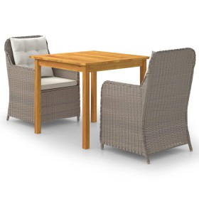 Juego de comedor para jardín de 3 piezas marrón de vidaXL, Conjuntos de jardín - Ref: Foro24-3067724, Precio: 441,58 €, Descu...