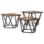 Mesa de Café 3 pcs Roble ahumado Madera Ingenierizada y Acero en Mesas de centro | Comprar online en Foru.es