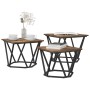 Mesa de Café 3 pcs Roble ahumado Madera Ingenierizada y Acero en Mesas de centro | Comprar online en Foru.es