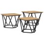 Mesa de Café 3 pcs Roble artesanal Madera Ingenierizada y Acero en Mesas de centro | Comprar online en Foru.es