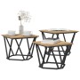Mesa de Café 3 pcs Roble artesanal Madera Ingenierizada y Acero en Mesas de centro | Comprar online en Foru.es