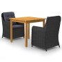 Juego de comedor para jardín 3 piezas negro de vidaXL, Conjuntos de jardín - Ref: Foro24-3067725, Precio: 461,95 €, Descuento: %