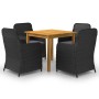 Juego de comedor para jardín 5 piezas negro de vidaXL, Conjuntos de jardín - Ref: Foro24-3067726, Precio: 626,79 €, Descuento: %