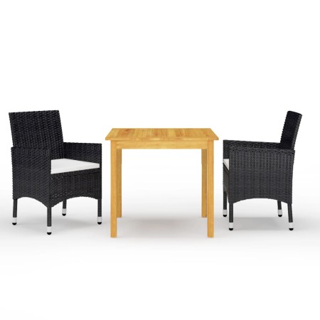 Juego de comedor de jardín de 3 piezas negro de vidaXL, Conjuntos de jardín - Ref: Foro24-3067667, Precio: 240,78 €, Descuent...