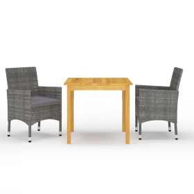 Juego de comedor de jardín de 3 piezas gris de vidaXL, Conjuntos de jardín - Ref: Foro24-3067668, Precio: 239,70 €, Descuento: %
