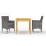 Juego de comedor de jardín de 3 piezas gris de vidaXL, Conjuntos de jardín - Ref: Foro24-3067668, Precio: 239,70 €, Descuento: %