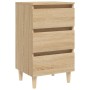 Mesita de noche patas madera maciza roble Sonoma 40x35x69 cm de vidaXL, Mesitas de noche - Ref: Foro24-805893, Precio: 62,09 ...