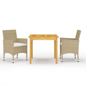 Juego de comedor de jardín de 3 piezas beige de vidaXL, Conjuntos de jardín - Ref: Foro24-3067669, Precio: 259,93 €, Descuent...