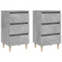 Mesitas de noche 2 uds patas madera gris hormigón 40x35x69 cm de vidaXL, Mesitas de noche - Ref: Foro24-805896, Precio: 98,09...
