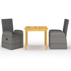 Juego de comedor para jardín 3 piezas gris de vidaXL, Conjuntos de jardín - Ref: Foro24-3067716, Precio: 444,37 €, Descuento: %