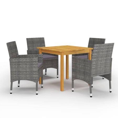 Juego de comedor de jardín de 5 piezas gris de vidaXL, Conjuntos de jardín - Ref: Foro24-3067672, Precio: 333,32 €, Descuento: %