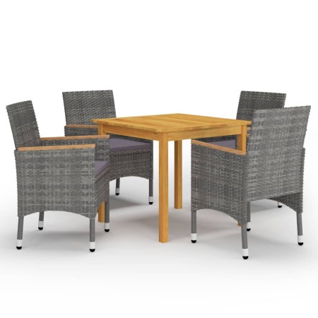 Juego de comedor de jardín de 5 piezas gris de vidaXL, Conjuntos de jardín - Ref: Foro24-3067678, Precio: 365,03 €, Descuento: %