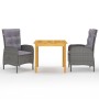 Juego de comedor de jardín de 3 piezas gris de vidaXL, Conjuntos de jardín - Ref: Foro24-3067679, Precio: 365,11 €, Descuento: %