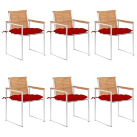 Sillas de jardín y cojines 6 unidades madera maciza de acacia en Sillas de jardín | Comprar online en Foru.es