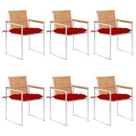 Sillas de jardín y cojines 6 unidades madera maciza de acacia en Sillas de jardín | Comprar online en Foru.es