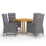 Juego de comedor de jardín de 5 piezas gris de vidaXL, Conjuntos de jardín - Ref: Foro24-3067681, Precio: 598,15 €, Descuento: %