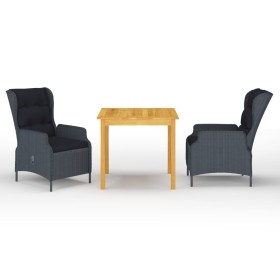 Juego de comedor para jardín 3 piezas gris oscuro de vidaXL, Conjuntos de jardín - Ref: Foro24-3067744, Precio: 614,33 €, Des...