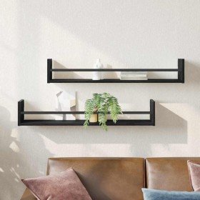 Estante de pared 2 pcs Roble Negro 80 x 16 x 14 cm en Estanterías | Comprar online en Foru.es