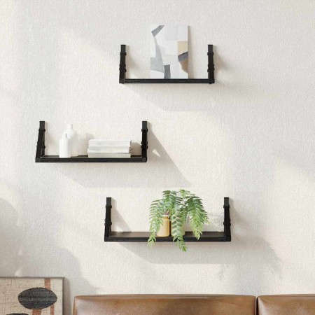 Estante de pared Montaje en la pared 3 pcs Roble Negro en Estanterías | Comprar online en Foru.es