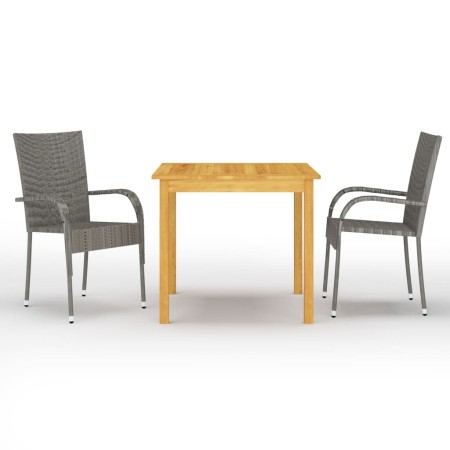 Juego de comedor para jardín 3 piezas gris de vidaXL, Conjuntos de jardín - Ref: Foro24-3067691, Precio: 215,57 €, Descuento: %