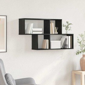 Estante de pared con estante Montaje en la pared Negro Madera en Estanterías | Comprar online en Foru.es