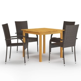 Juego de comedor para jardín 5 piezas marrón de vidaXL, Conjuntos de jardín - Ref: Foro24-3067692, Precio: 308,76 €, Descuent...