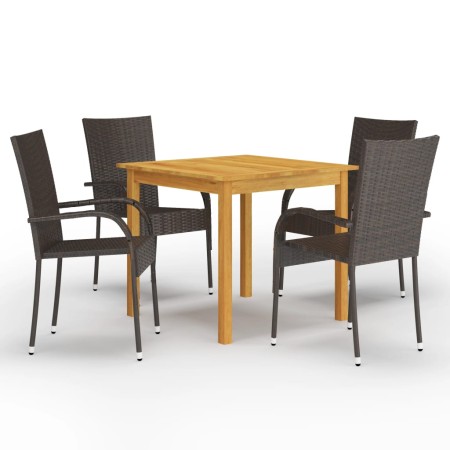 Juego de comedor para jardín 5 piezas marrón de vidaXL, Conjuntos de jardín - Ref: Foro24-3067692, Precio: 308,76 €, Descuent...