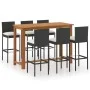 Conjunto de bar para jardín 7 piezas con cojines negro de vidaXL, Conjuntos de jardín - Ref: Foro24-3068006, Precio: 627,68 €...