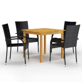 Juego de comedor para jardín 5 piezas negro de vidaXL, Conjuntos de jardín - Ref: Foro24-3067693, Precio: 327,62 €, Descuento: %