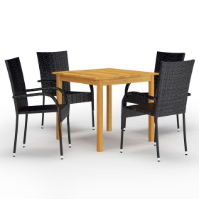 Juego de comedor para jardín 5 piezas negro de vidaXL, Conjuntos de jardín - Ref: Foro24-3067693, Precio: 310,15 €, Descuento: %