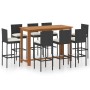 Conjunto de bar para jardín 9 piezas con cojines negro de vidaXL, Conjuntos de jardín - Ref: Foro24-3068008, Precio: 778,84 €...