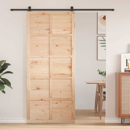 Puerta Corrediza Marrón 90 x 2,5 x 208 cm Madera de pino macizo en Puertas | Comprar online en Foru.es