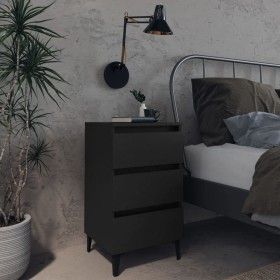 Mesita de noche con patas de metal negro 40x35x69 cm de vidaXL, Mesitas de noche - Ref: Foro24-805907, Precio: 67,49 €, Descu...