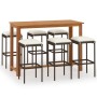 Conjunto de bar para jardín 7 piezas con cojines marrón de vidaXL, Conjuntos de jardín - Ref: Foro24-3068010, Precio: 382,07 ...
